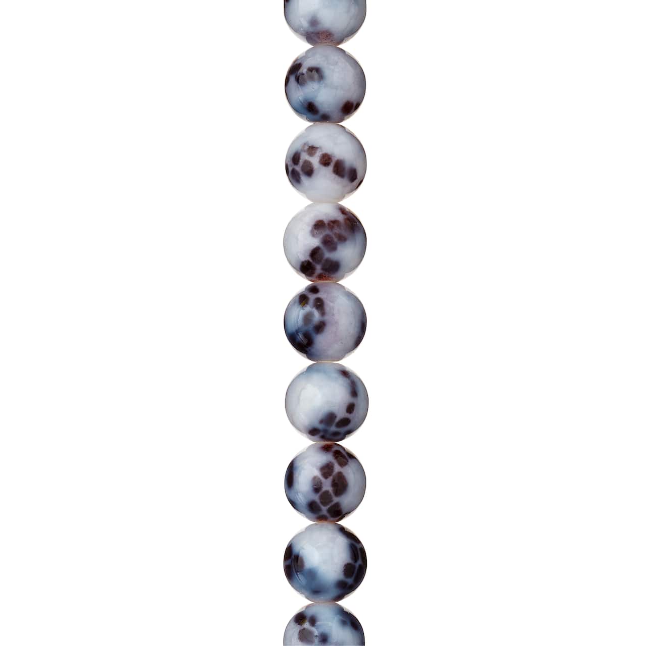 White &#x26; Black Snake Glass Round Beads, 10mm by Bead Landing&#x2122;